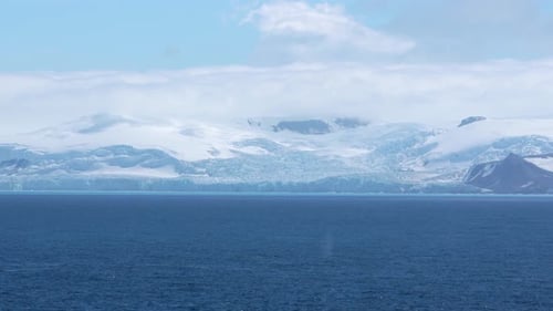 Antarctica Humpback Whale Blows Air Landscape Glacier From Cruise Ship Incredible Snow and Ice Wide