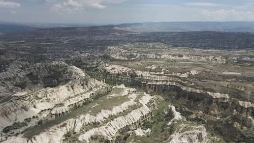 Aerial view of Goreme Valley, Cappadocia, Nevsehir, Turkey.