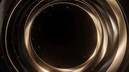 Elegant Golden Rings Logo Reveal with Shimmering Particles