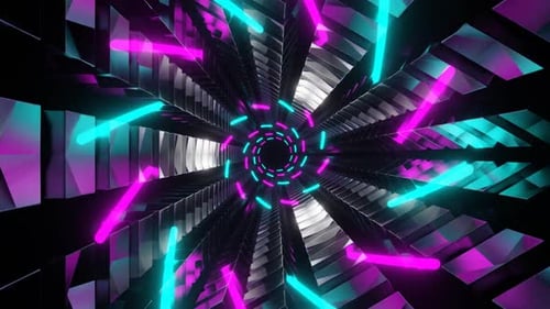 Cyan And Pink Bright Triangular With Spiral Background Vj Loop In HD