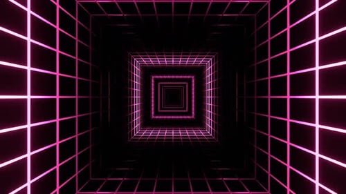 Pink Striped Neon Light In A Mesh Tunnel Background Vj Loop In 4K