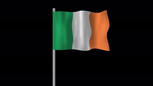 Animated Waving Flag of Ireland Seamless Loop