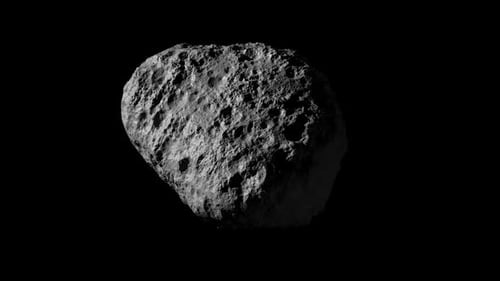 Seamlessly Looping 3D Render of a Rotating Asteroid in Space