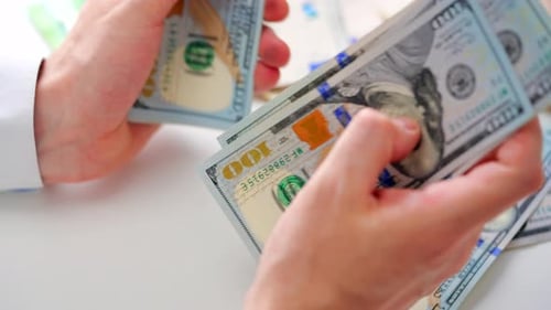 Hands Counting Money, Cash Close Up