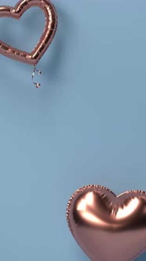 Animated Rose Gold Heart Balloons Floating Love Background