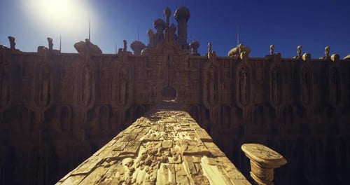 Monumental Processional Causeway with Decorative Balustrades and Portals