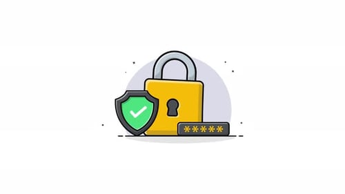 4k Lock with Shield. Strong Security Concept Animation Video