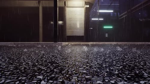 Dark Futuristic City Rain Loop Background