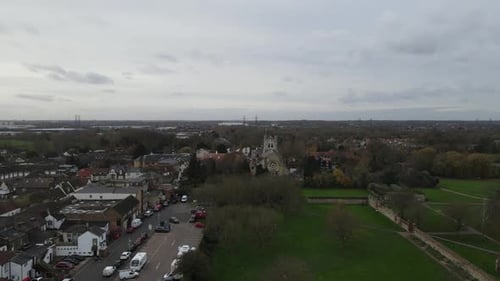 Waltham Abbey Town Centre pov Essex drone footage