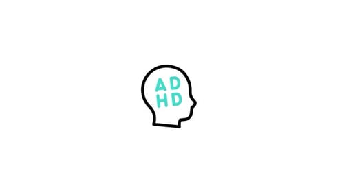 Animated Brain Outline with ADHD Text Flat Graphic