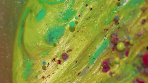 Colorful Abstract Background with Bubbles and Flowing Paint