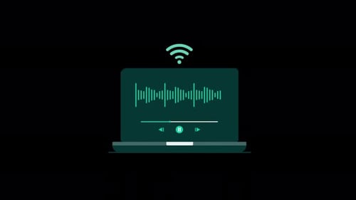 Wireless Podcast Streaming on Laptop Animation Video - Transparent