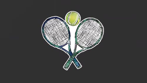 2 Tennisschläger mit Ballaufkleber