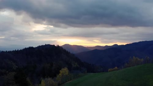 Dramatic Mountain Landscape at Golden Hour Sunset