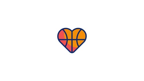 Animated Basketball Icon Transforms into a Heart Shape