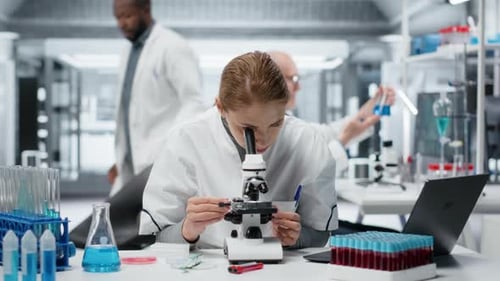 Scientists Working in a Modern Medical Research Lab