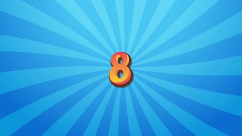 Zeichentrickanimation mit 10 Countdown-Timer-Zahlen