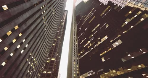 Urban Landscape Featuring Towering Buildings in a City at Dusk