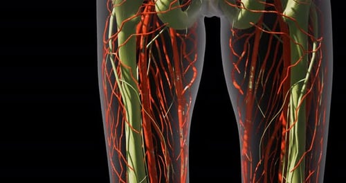 Detailed View of Human Blood Vessels Veins and Arteries in Lower Body