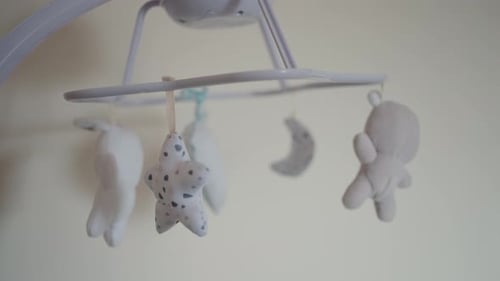 Baby Crib Mobile with Plush Toys Rotating Gently