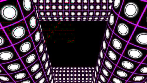 Abstract Neon Grid Tunnel Loop with Pulsing Circles