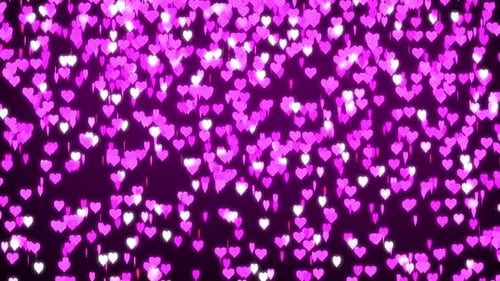 Animated Glowing Pink Hearts Falling Loop Background