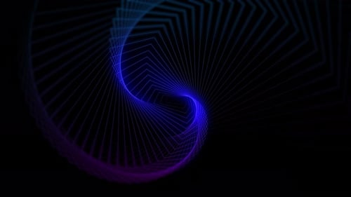 blue and purple neon tunnel moving into the distance, abstract 3D background right title