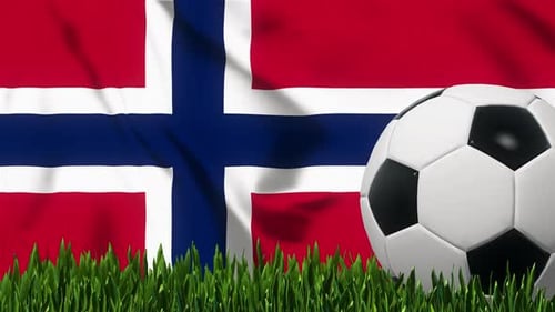 Soccer Background with Norway Flag 4K Looped