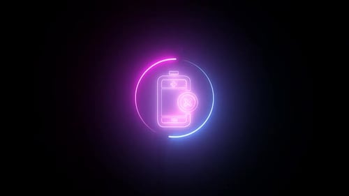 Animationshintergrund des Neon-Batteriesymbols. Leuchtendes Batteriesymbol. 4K-Video-Animationsgrafikanimation
.