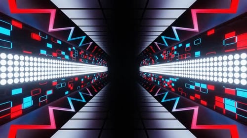 Blauer und roter Neonlicht-Korridor-Hintergrund Vj Loop in HD