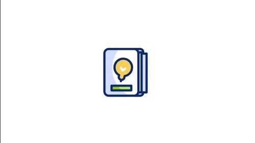 Flat Design Animated Book Icon with Lightbulb Idea