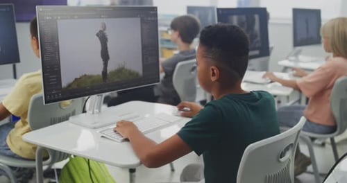 Children Using Computers in a Classroom