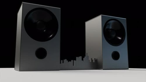 Large gray speakers