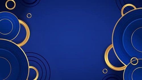 Elegant Blue and Gold Geometric Circles Abstract Motion Background