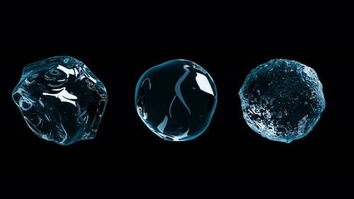 Three large drops or balls of water