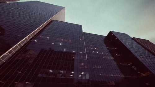 Modern Skyscrapers Reaching the Sky in an Urban Landscape During Twilight