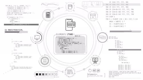 Futuristic HUD Interface Element with Data and Statistics Animation