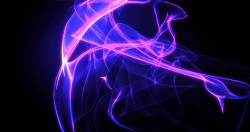 Abstract background with purple beautiful smoke from waves and lines energy hi-tech magic laser neon