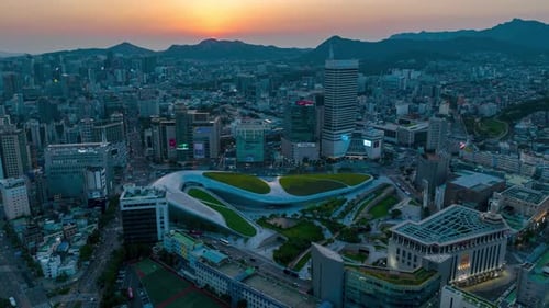 Hyperlapse shooting of Seoul city during sunset