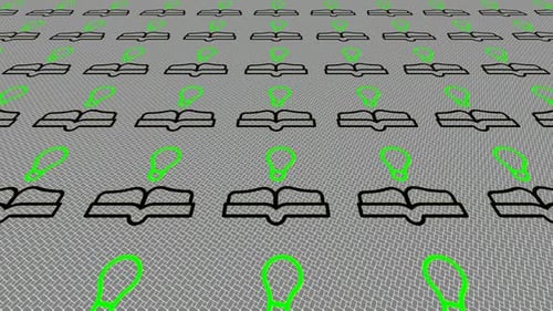 Dynamischer Hintergrund mit animierten Buchsymbolen, einzigartiges Design, exklusiv