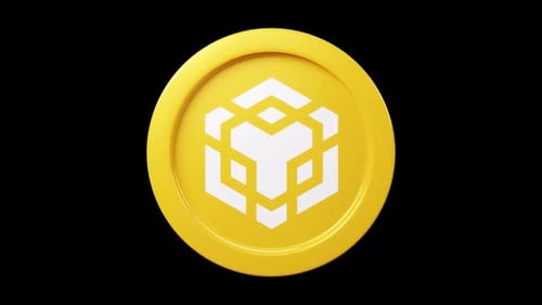 Binance bnb coin 3d rotage 360 degrees in black bg Cryptocurrency token seemless loop