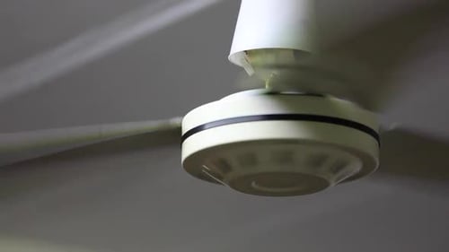 White Ceiling Fan Revolving Indoors