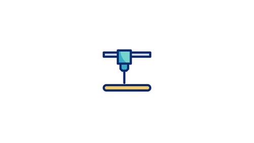 Animated Industrial CNC Machine Icon with Drilling Action
