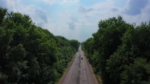 Luftbild, Landstraße, Tilt-Shift-Linse