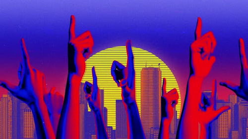 Pointing Hands Retro Abstract Background
