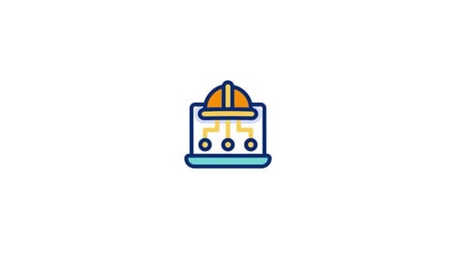 Animated Flat Design Icon of Technology Network on Laptop