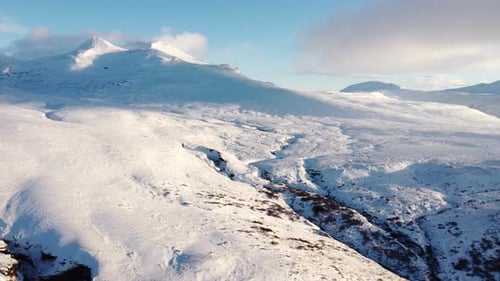 Snowy Mountains Aerial View on a Winter Day