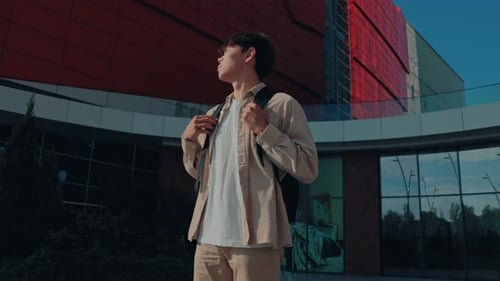 Serious About Education Student Boy on Campus