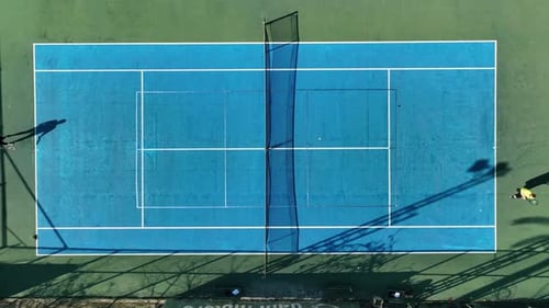Top Shot Flying Over Tennis Court Aerial Top Round Shot of Tennis Court Tennis Courts Area in the