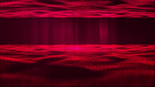 Red Wave Particles With Light Rays Screensaver